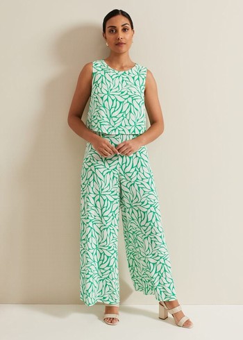 Phase Eight Petite Aubrey Geo Jumpsuit Green Australia | VF4632780